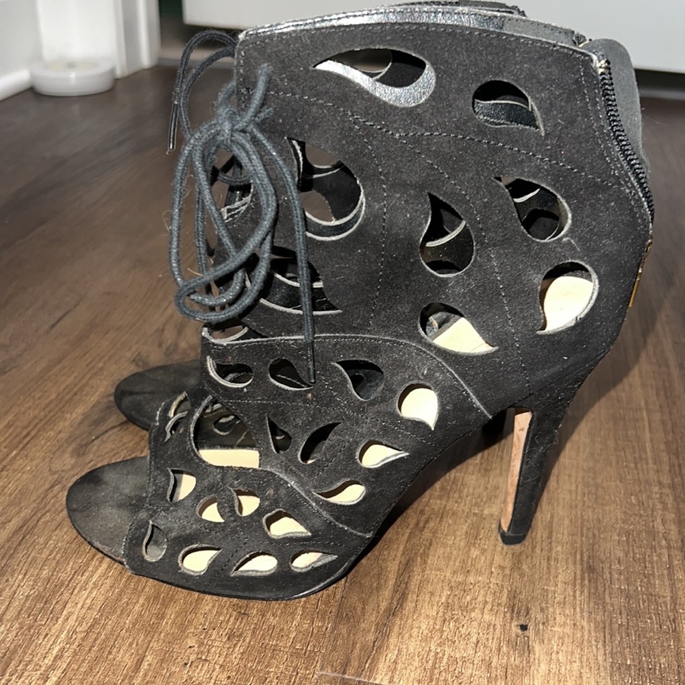 Aldo Black Cutout Heel Sandals